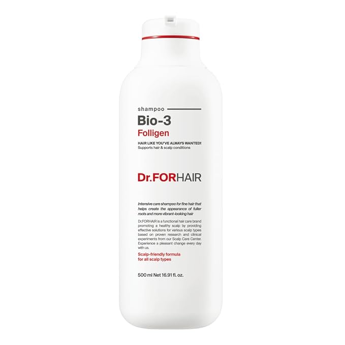 Dr.FORHAIR Bio-3 Folligen Shampoo 500 ml/16.91 fl. oz. | Hair Strengthening and Volumizing | Revitalizes and Moisturizes