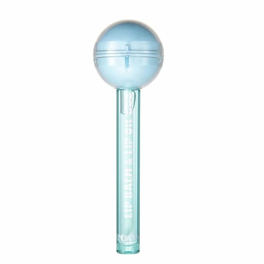 Tinted Lip Balm Lollipop Lip Gloss, Magic pH Color Changing Pink Lipstick & Vitamin E Clear Lip Oil Combo, Hydrating Plumping Lip Care Product for Girls (Blue)