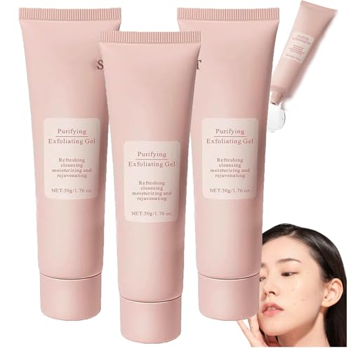 Exfoliating Gel, Exfoliate Glow Purifying Exfoliating Gel for Dark Spot Remover Facial Exfoliator Cleanser, Deep Cleansing Facial Cleanser Scrub for All Skin Types (3pcs)