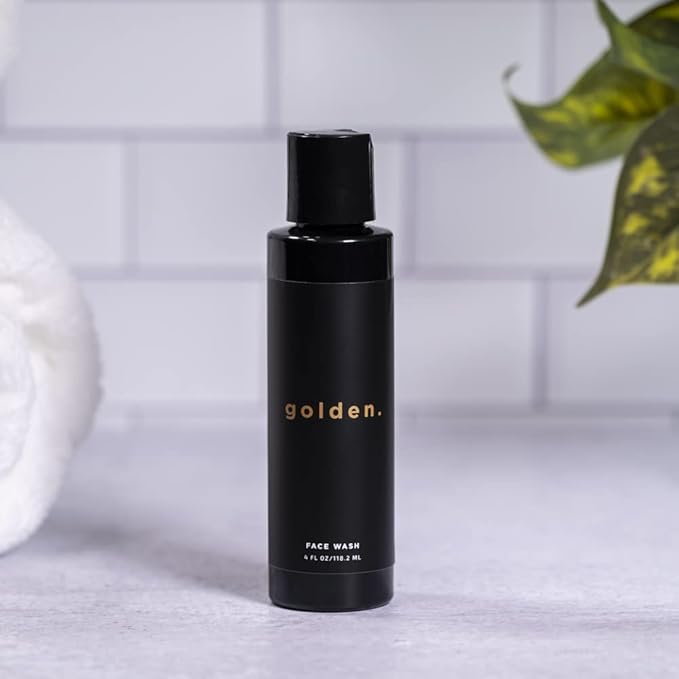 Golden Grooming Co. Men Face Wash with Aloe Vera & Vitamin E - Facial Cleanser for Men - Organic & Nature-Based - Ideal for Sensitive and Oily Skin - Rich Foaming Daily Cleanser - 4 oz.