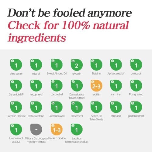 Lux Triple Lip Cure Balm (0.17 oz) 4 million units sold in Korea, Natural Tinted Korean Lip Balm, Petroleum/Paraben Free, Lip Butter,lip balm hydrating,tinted moisturizer (PHANES (Red Mandarin))