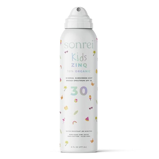 Sonrei Kids ZinQ™ Organic Mineral Mist Sunscreen | SPF 30, Broad Spectrum, Water-Resistant | Vegan, Eco-friendly (6 Fl Oz (Pack of 1))