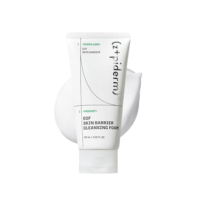 Zipiderm EGF Deep Cleansing Foam – Korean Foaming Facial Cleanser for Sensitive Skin, Double Cleansing, Face Wash for Acne Skin, Skin Barrier & Firmness, 4.05 fl oz