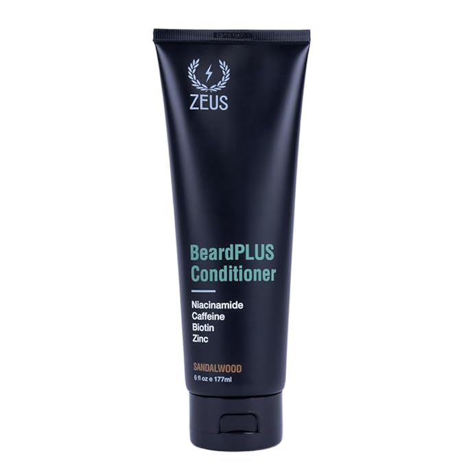 ZEUS BeardPLUS Conditioner for Men, Enhanced Beard Growth & Hair Care Treatment with Biotin & Caffeine to Boost Thickness, Strength, Hydration, and Skin Comfort (Made in USA) 6 oz.