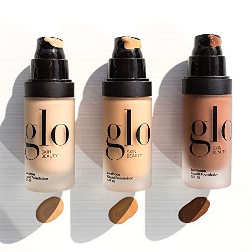 Glo Skin Beauty Luminous Liquid Mineral Foundation Makeup with SPF 18 (Caramel) - Improves Uneven Skin Tone, Smooths & Corrects Imperfections, Sheer to Medium Coverage, Dewy Finish