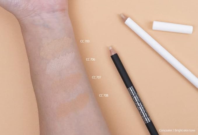 [K-Beauty Makeup] Courcelles Concealer Pencil CC706/CC707/CC708, Hard type-Natural Cover, light, medium, dark beige (CC708-Dark Beige)