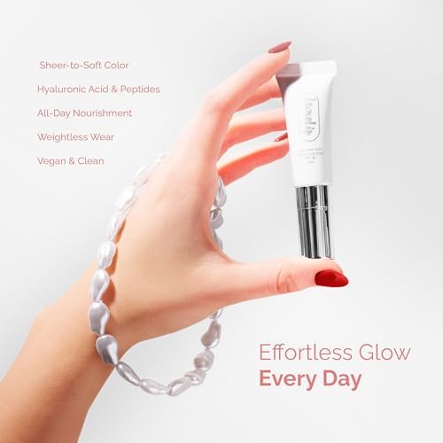 Tinted Lip Balm Elixir – Hydrating Vegan Lip Care with Sheer Color & Moisturizing Glow – Non-Sticky Nourishing, Lip Plumping Treatment for Soft, Smooth Lips (Strawberry 10ml)