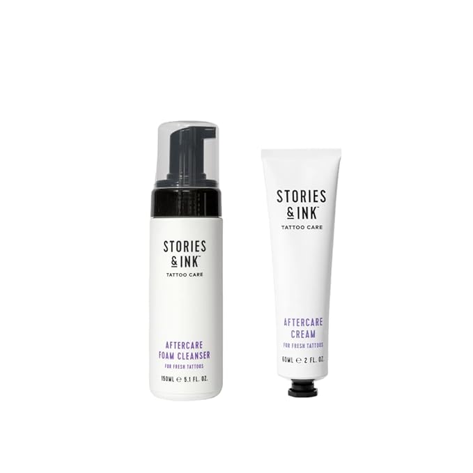 Stories & Ink Tattoo Care | AFTERCARE DUO REGIMEN | Healing Routine for Fresh Tattoos (Aftercare Cream + Aftercare Foam Cleanser), Soothes & Repairs Fresh Tattoos, Fragrance-free