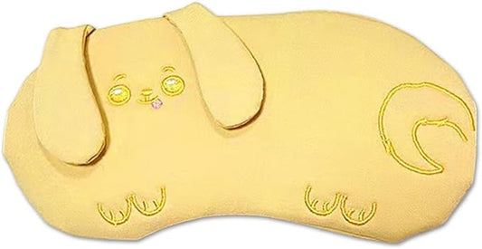 PERFECTSIGHT Eye Mask, Cute Plush Lightweight Adjustable Eyeshade, Faux Fur Cover for Women Men Sleep Travel Nap, Yellow Puppy