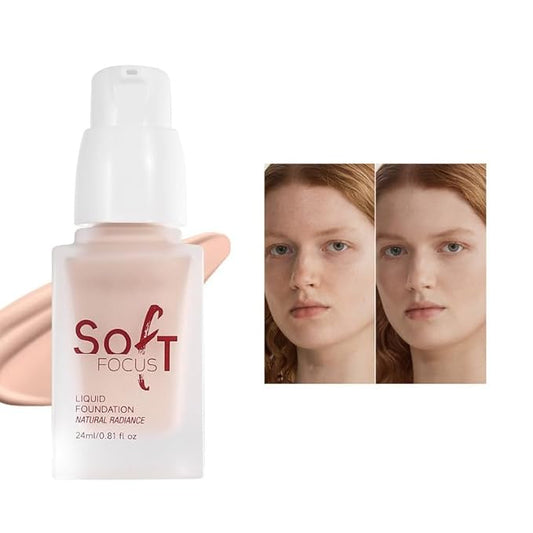 Soft Focus Liquid Concealer Foundation, Moisturizing High Coverage Liquid Foundation, Waterproof Long Lasting 24 HR Oil Control Foundation, Matte Lightweight Liquid Concealer for Women, 01