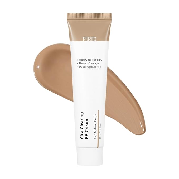 PURITO Cica Clearing BB Cream #23 Natural Beige 1 fl.oz / 30ml, Vegan bb cream, foundation, cruelty free