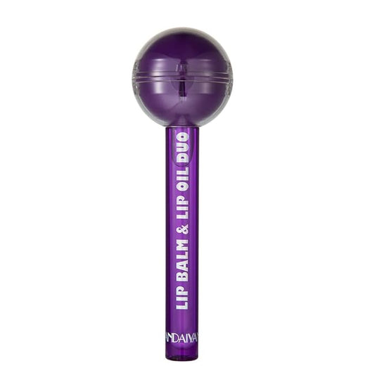 Tinted Lip Balm Lollipop Lip Gloss, Magic pH Color Changing Pink Lipstick & Vitamin E Clear Lip Oil Combo, Hydrating Plumping Lip Care Product for Girls (Purple)