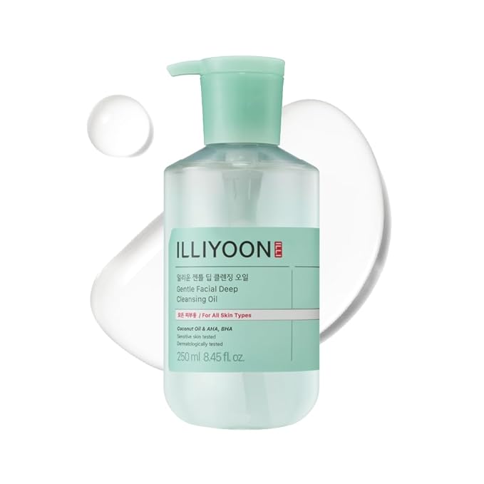 Illiyoon Gentle Deep Cleansing Oil | Lightweight Facial Cleanser with Coconut Oil & AHA/BHA for Makeup, Fragrance-Free, Sebum & Blackhead Removal, Korean Skin Care, 8.45 fl.oz.