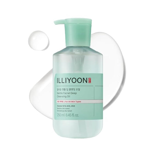 Illiyoon Gentle Deep Cleansing Oil | Lightweight Facial Cleanser with Coconut Oil & AHA/BHA for Makeup, Fragrance-Free, Sebum & Blackhead Removal, Korean Skin Care, 8.45 fl.oz.