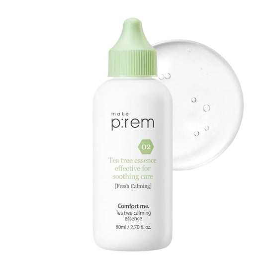 [make p:rem] Comfort me. Tea tree calming essence | soothing essence | lightweight and watery essence | Quick-Absorbing | essence for sensitive skin | 80ml, 2.70 fl.oz. | MAKEP:REM makeprem
