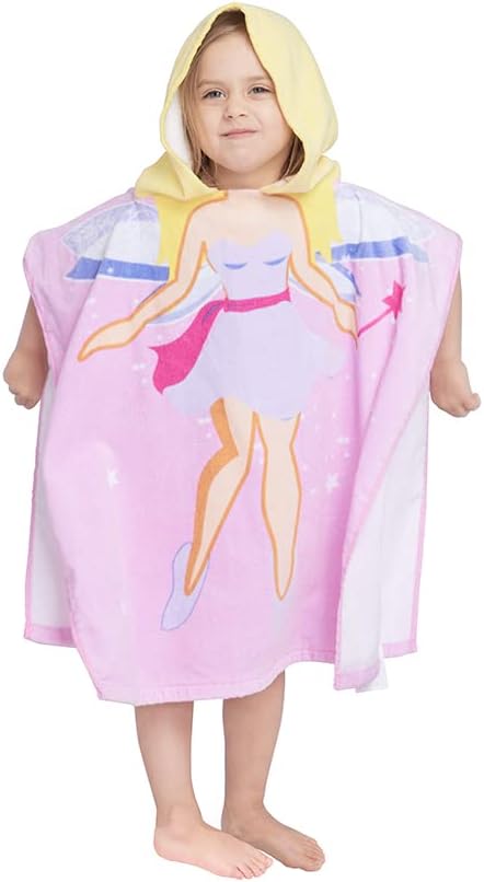 Gealaek 100% Cotton Hooded Towel for Toddlers 2-6 Years Boys Girls Kids Bath Pool Beach Towel Soft Absorbent Beach Poncho Little Fairy
