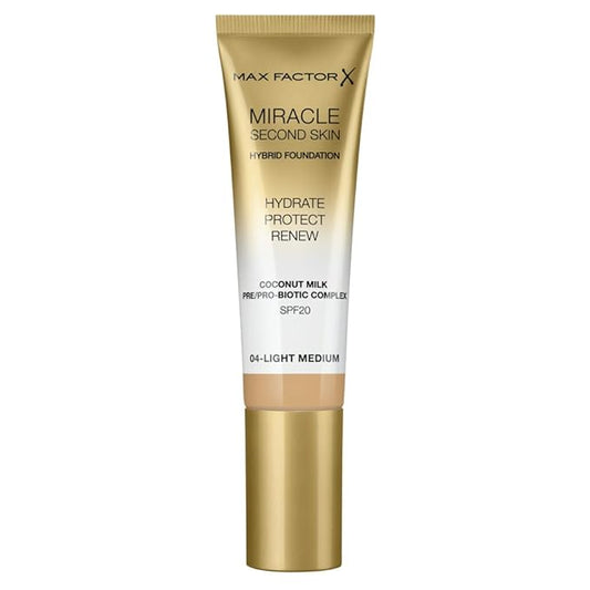 Max Factor Miracle Second Skin Foundation SPF 20-04 Light Medium Foundation Women 1.01 oz
