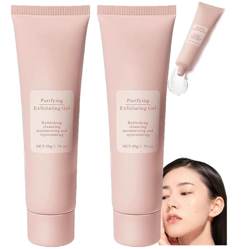 Exfoliating Gel, Exfoliate Glow Purifying Exfoliating Gel for Dark Spot Remover Facial Exfoliator Cleanser, Deep Cleansing Facial Cleanser Scrub for All Skin Types (2pcs)