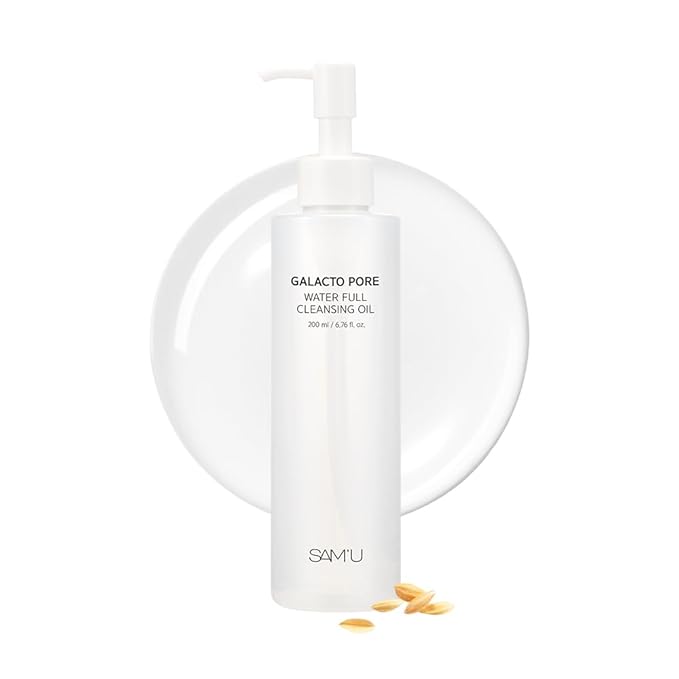 SAM'U Galacto Pore Water Full Cleansing Oil for Face, Korean Facial Cleanser & Makeup Remover with Galactomyces & Rice bran Oil, Non-Comedogenic, All Skin Types, 6.76 fl oz