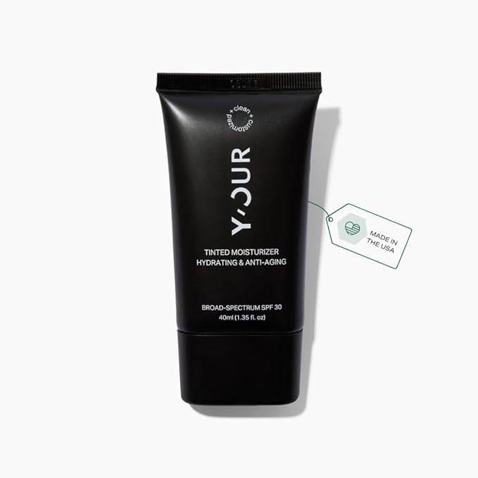 Y’OUR Tinted Moisturizer: Hydrating & Anti-Aging Tinted SPF 30, UV Protection Makeup; Sheer to Medium, Buildable Coverage; Oil-Free for Dry, Oily & Combination Skin. Made in USA. 1.35 fl. oz (Light)