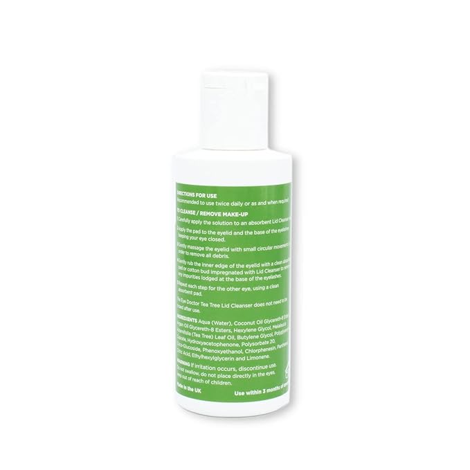 The Eye Doctor Tea Tree Lid Cleanser 100ml – Daily Eyelid Hygiene Remove Debris & Make-up Eyelid Eyelashes – For Sensitive Eyes – Contains Tea Tree Oil Argan Oil Coconut Oil & Micellar Water