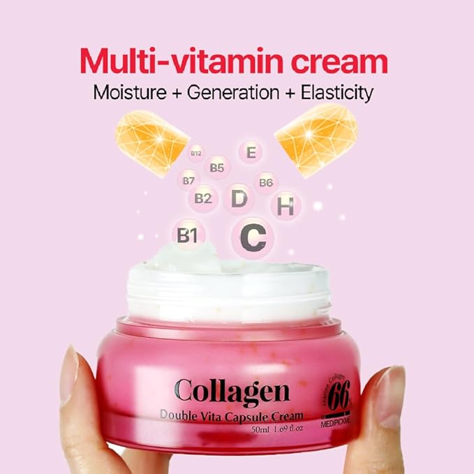 Collagen Double Vita Face Cream — K-Beauty Collagen & Vitamins Moisturizer for Glowing, Bouncy Skin, Fast-Absorbing & Non-Sticky, Hydrating Anti-Aging Face Cream, 1.7oz