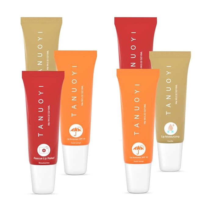 Lip Sunscreen Moisturizing and Repair Package SPF 30 - Summer Long Lasting Moisturized, Smooth and Repaired Lips - 3 Flavors (Pack of 6: 2 moisturizing+ 2 repairing+ 2 SPF)