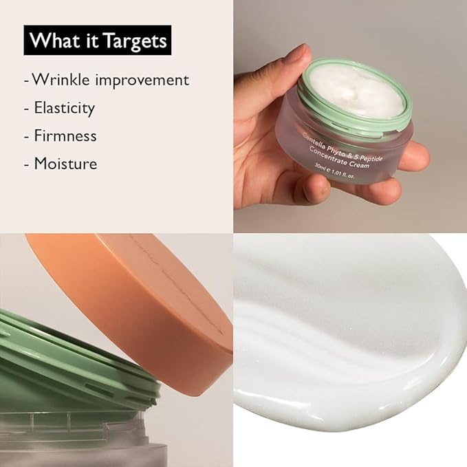 HARUHARU wonder Centella Phyto & 5 Peptide Concentrate Cream, 1.01 fl. Oz, Daily & Night Cream, Nourishing, Wrinkles improvement for all skin types, Vegan, Cruelty-Free (Refill)