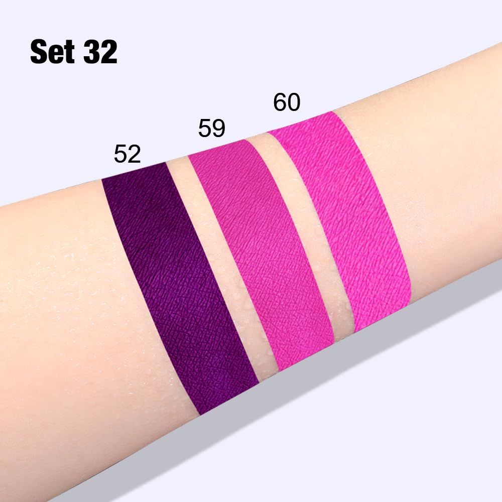 evpct 3Pcs Purple Hot Pink Fuchsia Red Matte Liquid Lipstick Lip Stain Sets for Women, Matte Lipstick Long Lasting Waterproof Permanent 24 Hours original, Lip Sticks Pack for Halloween Daily Makeup