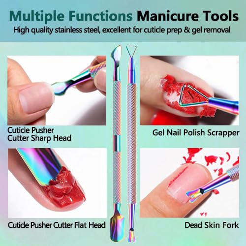 Gel Nail Polish Remover Kit, Gel Remover for Nails No Need Soaking or Wrapping, Easily and Quickly Removes in 3-5 Minutes, with Cuticle Pusher & Scraper