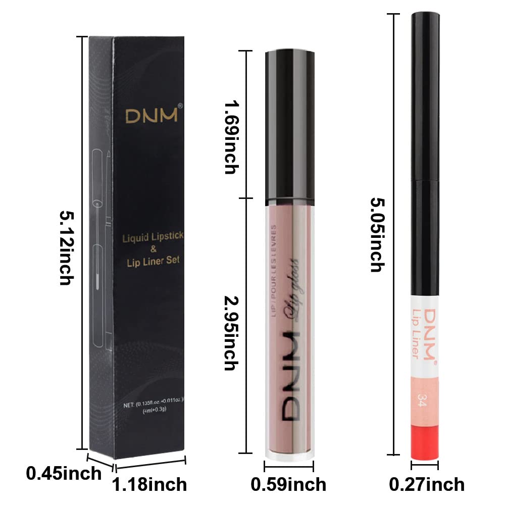 evpct 2Pcs Mauve Nude Neutral Color Lip Liner and Matte Lipstick Makeup Sets Vegan Lipstick Lip Liner and Gloss Set Lip Stain Long Lasting Waterproof 24 34#