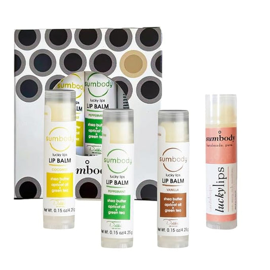 Lip Balm Beeswax Gift Set -Assorted Flavors, Shea & Coconut Butters Nourishing Soothing Lip Moisturizer for Dry Cracked Chapped Lips, Made in USA 100% Natural Ingredients, for women Men kids