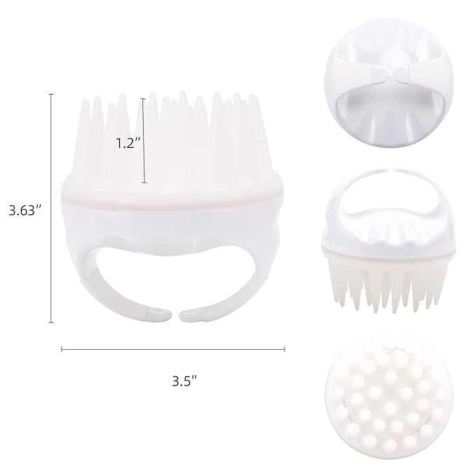 BTYMS Silicone Scalp Scrubber Shampoo Brush With Extra Long Bristles, Hair Massager for Growth & Dandruff Removal - White