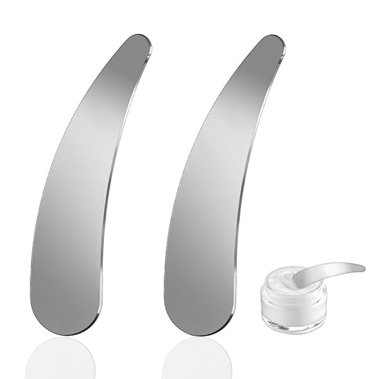2Pcs Mini Metal Cosmetic Spatulas, Skincare SpatulaMixing and Sampling Makeup Beauty Tools for Skin Care Creams, Eye Cream, Essences Beauty Accessories(2PCS)