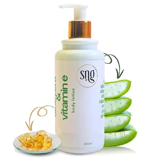 Aloe Vera Lotion for Dry Skin - Hand & Body Moisturizing Vitamin E Lotions 10.14 Fl Oz - Waterlily, Argan oil and Almond oil Extracts Skincare