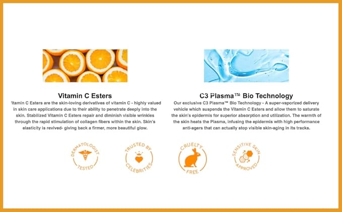 Serious Skincare Vitamin C Anti-Aging Facial Serum with Hydrolyzed Collagen - For Plump, Hydrated Skin - Brightening C3 Plasma Conditioner for Reducing Dark Spots, Fine Lines & Wrinkles 1 Fl Oz