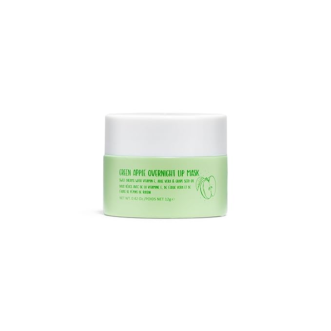 W7 Sweet Dreams Overnight Green Apple Lip Mask - Vitamin E, Aloe Vera and Grape Seed Oil - For Hydrated, Full Looking & Irresistible Lips - 0.40 Fl Oz