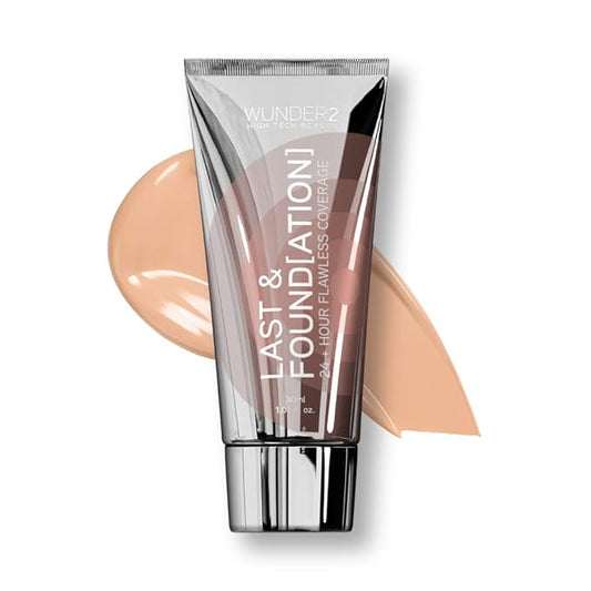 WUNDERBROW Full Coverage Foundation, Last & Found[ation] – Buildable Full Coverage Liquid Foundation For 24+ Hours Wear – Long Lasting, Waterproof, Sand