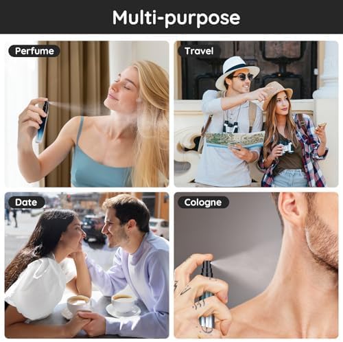 Segbeauty 10 Packs Perfume Bottles Empty, 10ml Refillable Portable Cologne Sprayer, 0.34oz Glass Spray Bottles for Dispensing Perfume, Mini Travel Size Perfume Atomizer Sample Container for Frangrance