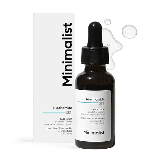 Minimalist 5% Niacinamide Serum for Clear Glowing Skin | With 1% Hyaluronic Acid for Hydration | Pore Minimizer for Face | Clears Acne Marks & Blemishes | For Women & Men | 1 Fl Oz / 30 ml