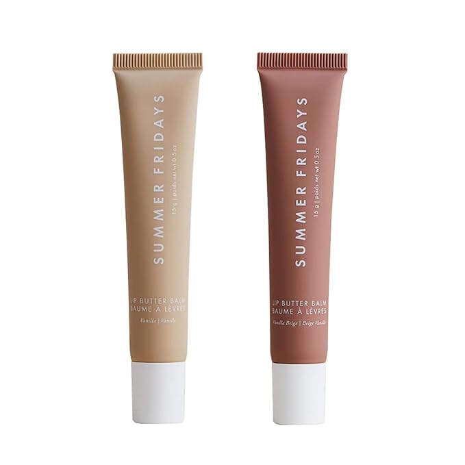 Summer Fridays Tinted Lip Butter Balm Gift Set - Conditioning Vegan Lip Balm for Instant Moisture, Shine & Hydration - Softening & Soothing Skincare - Vanilla & Vanilla Beige (2 Count)
