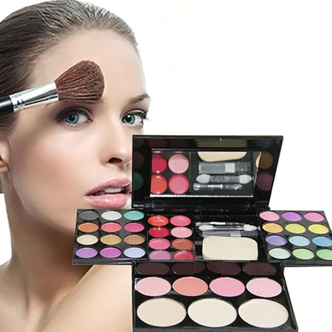 Ladies vegan girl makeup kits all in one box set cosmetic Eye shadow Palette matte gift makeup kit full blush makeup set (Multi Colored)