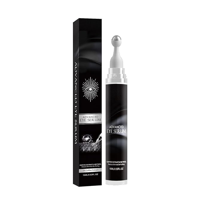 Eye Cream for Puffiness and Bags Under Eyes, Under Eye Cream for Dark Circles, Eye Roller for Puffy Eyes, Caffeine Eye Serum with 360°Massage Ball Reduce Wrinkles and Fine Lines
