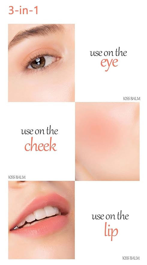 JAS 3-in-1 Eye, Cheek, Lip Glow Up Fruits Kiss Stick Multi Balm 10g, Hypoallergenic, Peach Coral, Oil Free, Portable Size, Multi usable,Sebum Care