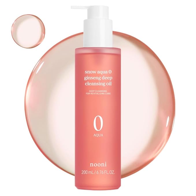 NOONI Facial Cleanser - Snow Aqua 0 Ginseng Deep Cleansing Oil | Makeup Blackhead Remover, Pore Care Control, Glass Skin, Helps Control Sebum, Revitalizing Care, 6.76 FL.Oz (200 ml)