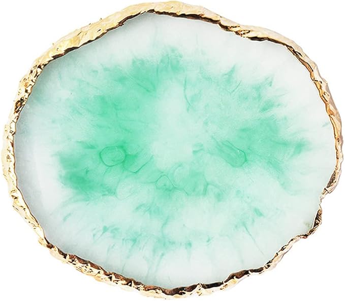 Resin Nail Art Palette, Nail Painting Mixed Color Palette, Gilded Edge Nail Gel Color Makeup Display Board Pallet (Green)