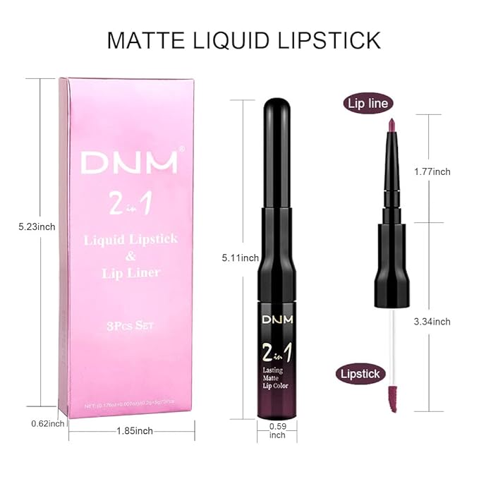 evpct 3Pcs Dark Red Purple Plum Matte Liquid Lipstick and Lip Liner Set for Women Matte Burgundy Lip Tint Stain Long Lasting Waterproof, Black Cherry Blood Red Mauve Brown Gothic Goth Lipsticks Makeup
