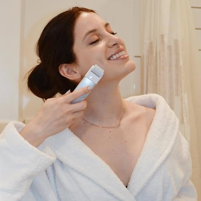 StackedSkincare Microneedling Roller with Replaceable 0.2mm Stainless Steel Needle Head - Gentle Micro Needle Roller for Face, Scalp & Body - Ergonomic Aluminum Handle for Smooth, Even, Radiant Skin