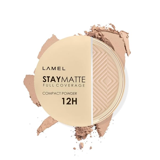 Lamel Stay Matte Compact Powder - Light Natural Coverage - Universal Neutral Undertone - Cruelty Free - Cool Ivory N.402