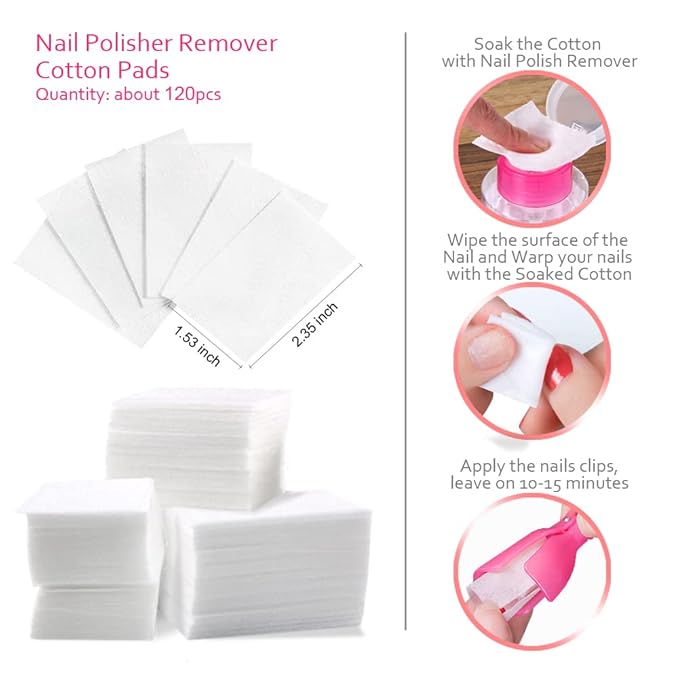 Gel Nail Polish Remover Tools Kit Acetone Acrylic Nails Tool Sets, With Nail Clips, Wipes, Cutter, Pump, Nail Buffer Shiner Files, Brush